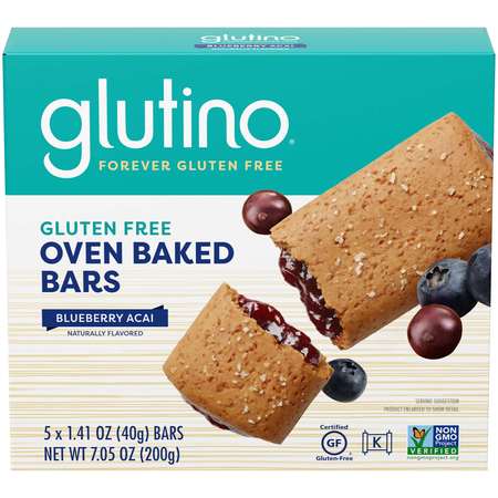 GLUTINO Glutino Gluten Free Blueberry Acai Oven Baked Bar 7.05 oz. Box, PK12 7852303075